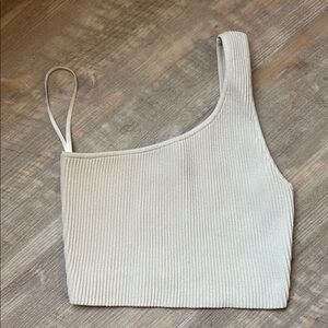Aritzia, Babaton size small Cream Ribbed One-Shoulder Top